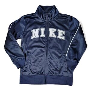 Nike Boys 4T Track Jacket Navy Blue White Logo Full Zip Athletic Top Size 4